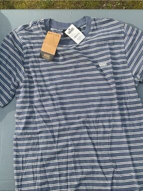 Vans Blue and White Striped Short Sleeve Tee